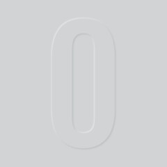 The number zero, 0 white sign in neomorphism design, 3d style, used as a background, card.