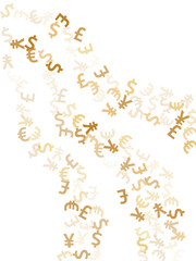 Euro dollar pound yen gold symbols scatter money vector design. Profit growth concept. Currency