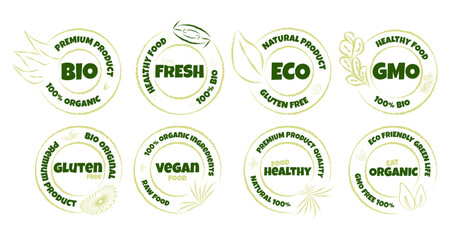 Ecology icon. Logo template with green leaves for organic and eco friendly products. Vector illustration