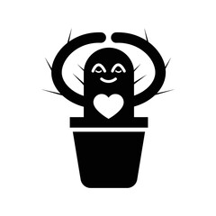 Cactus plant hum love icon | Black Vector illustration |