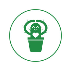 Cactus plant hum love icon | Circle version icon |