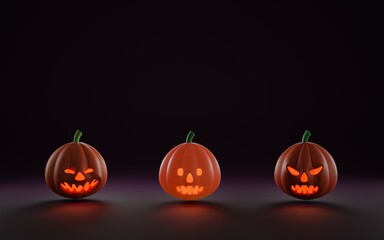 Halloween scary pumpkin late night 3D illustration