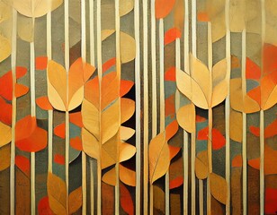 Mid Century Modern Retro 1950's Wallpaper Inspired Leaf Print Pattern