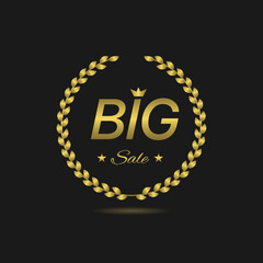 Naklejka premium Big sale golden laurel wreath label