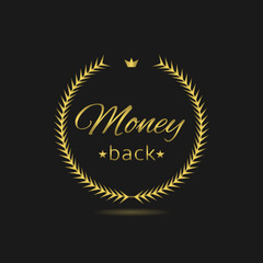 Money back golden laurel wreath label