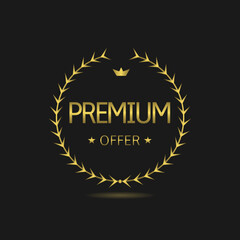Premium offer golden laurel wreath label
