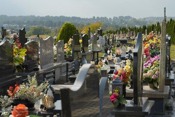 A view of the cemetery on an autumn afternoon.