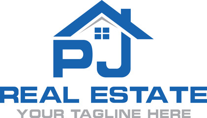 PJ-Construction-home-real-estate-building-property-monogram-logo-design-premium
