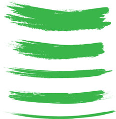 Obraz premium Green brush stroke set isolated on background. Collection of trendy brush stroke vector for green ink paint, grunge backdrop, dirt banner, watercolor design and dirty texture. Brush stroke vector
