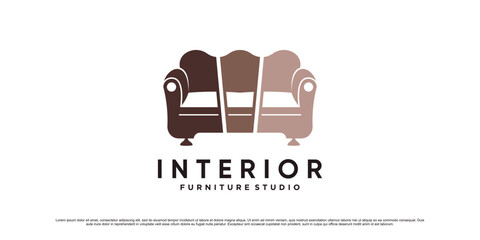 Interior furniture logo design inspiration for business property with creative concept Premium Vector
