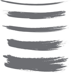 Gray brush stroke set isolated on background. Collection of trendy brush stroke vector for grey ink paint, grunge backdrop, dirt banner, watercolor design and dirty texture. Brush stroke vector