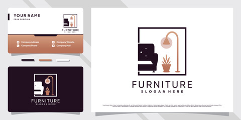 Minimalist furniture logo design inspiration for business property with business card template.