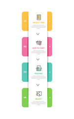 Vertical infographic design with icons and 4 options or steps. Thin line. Infographics business concept. Can be used for info graphics, flow charts, presentations, mobile web sites, printed materials.