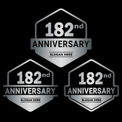 Obraz premium 182 years anniversary celebration logotype. 182nd anniversary logo collection. Set of anniversary design template. Vector and illustration.