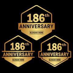 Obraz premium 186 years anniversary celebration logotype. 186th anniversary logo collection. Set of anniversary design template. Vector and illustration.