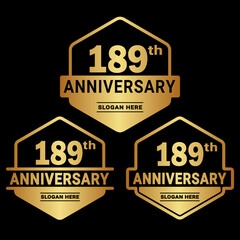 189 years anniversary celebration logotype. 189th anniversary logo collection. Set of anniversary design template. Vector and illustration.