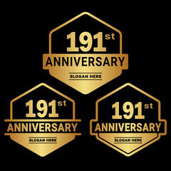 191 years anniversary celebration logotype. 191st anniversary logo collection. Set of anniversary design template. Vector and illustration.