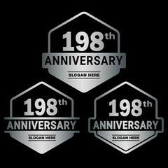 198 years anniversary celebration logotype. 198th anniversary logo collection. Set of anniversary design template. Vector and illustration.