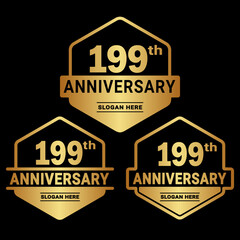 199 years anniversary celebration logotype. 199th anniversary logo collection. Set of anniversary design template. Vector and illustration.