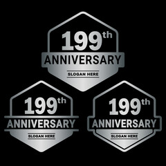 199 years anniversary celebration logotype. 199th anniversary logo collection. Set of anniversary design template. Vector and illustration.