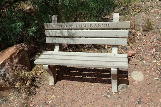 Phantom Ranch Bench At Grand Canyon National Park, Arizona