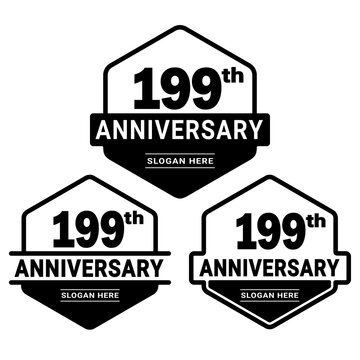 199 years anniversary celebration logotype. 199th anniversary logo collection. Set of anniversary design template. Vector and illustration.