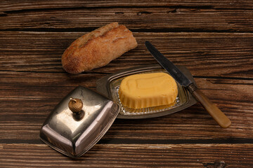 Butter in a retro butter dish