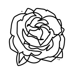woman face with rose flower. Continuous line