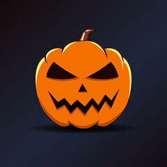 Orange Halloween pumpkin with Scary smile for Happy Halloween Vector illustration