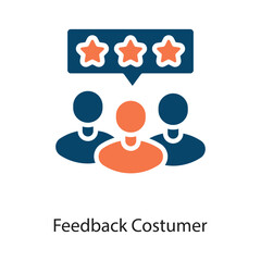 Feedback Costumer Solid Vector Icon Design illustration on White background. EPS 10 File