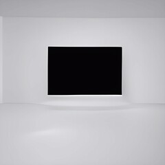 Black screen TV on white wall