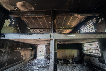 The interior of a burned mosque