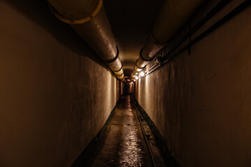 Tunnel of old underground communication. Subway or other construction