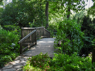 Pathway over a bridge in the Montreal Botanic Garden