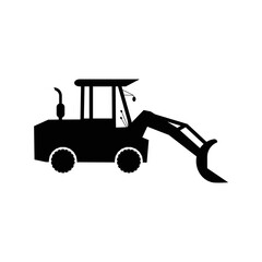 Heavy equipment bulldozer tractor icon | Black Vector illustration |