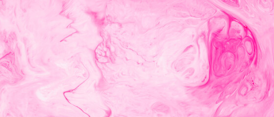 Fototapeta premium Pink liquid paint backdrop. Abstract pink psychedelic background. Fluid Art wallpaper