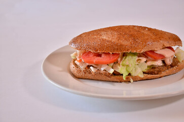 Background Milanesa Sandwich  With Vegetables Image Horizontal