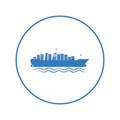 Container loaded cargo ship icon | Circle version icon |