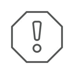 exclamation mark in octagonal shape for hazard warning symbol. Beware secure caution in traffic road. Warning pop up Attention, warning icon. Vector illustration filled outline style. EPS10