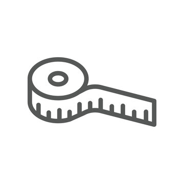 Measuring tape line for length centimeter or meter measure can be used for creative template, logo, craft, website and apps. isometric slim icon. Vector illustration filled outline style. EPS10