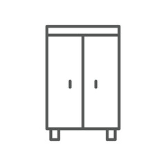 Wardrobe, Double door Closet simple line. Natural wooden Furniture, Room interior element cabinet for mobile concept and web design and apps. Vector illustration filled outline style. EPS10