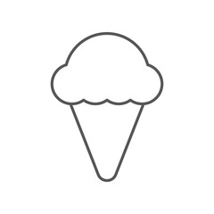 Tasty ice cream in waffle cone with strawberry flavor. Freshness Sweet dessert food. beach tropical vacation symbol. Cone, food, ice on summer icon Vector illustration filled outline style EPS10