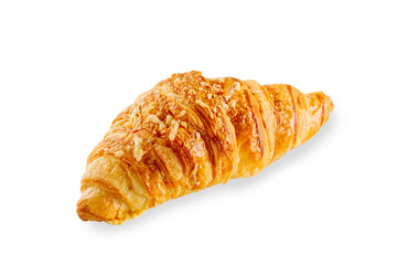 Fresh croissant with cheese isolated on white background. cheese bun close-up.
