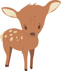 Little baby deer in cartoon style. Cute fawn forest animal illustration. Good as print card sticker for kids accessories