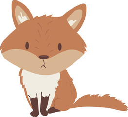 Little baby fox in cartoon style. Cute forest animal foxy illustration. Good as print card sticker for kids accessories