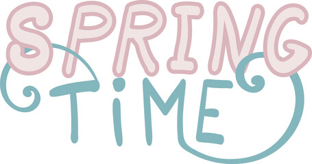 Hand drawn spring time lettering wavy element illustration