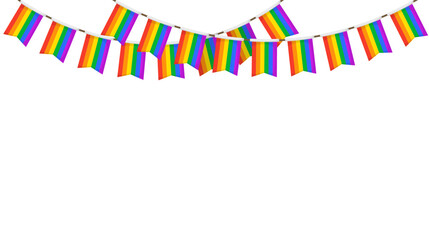 Obraz premium LGBT garland. Rainbow color pennants chain. Party bunting decoration. Celebration flags for pride decor. Footer and banner background