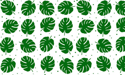 Seamless pattern with beautiful silhouettes monstera leaves