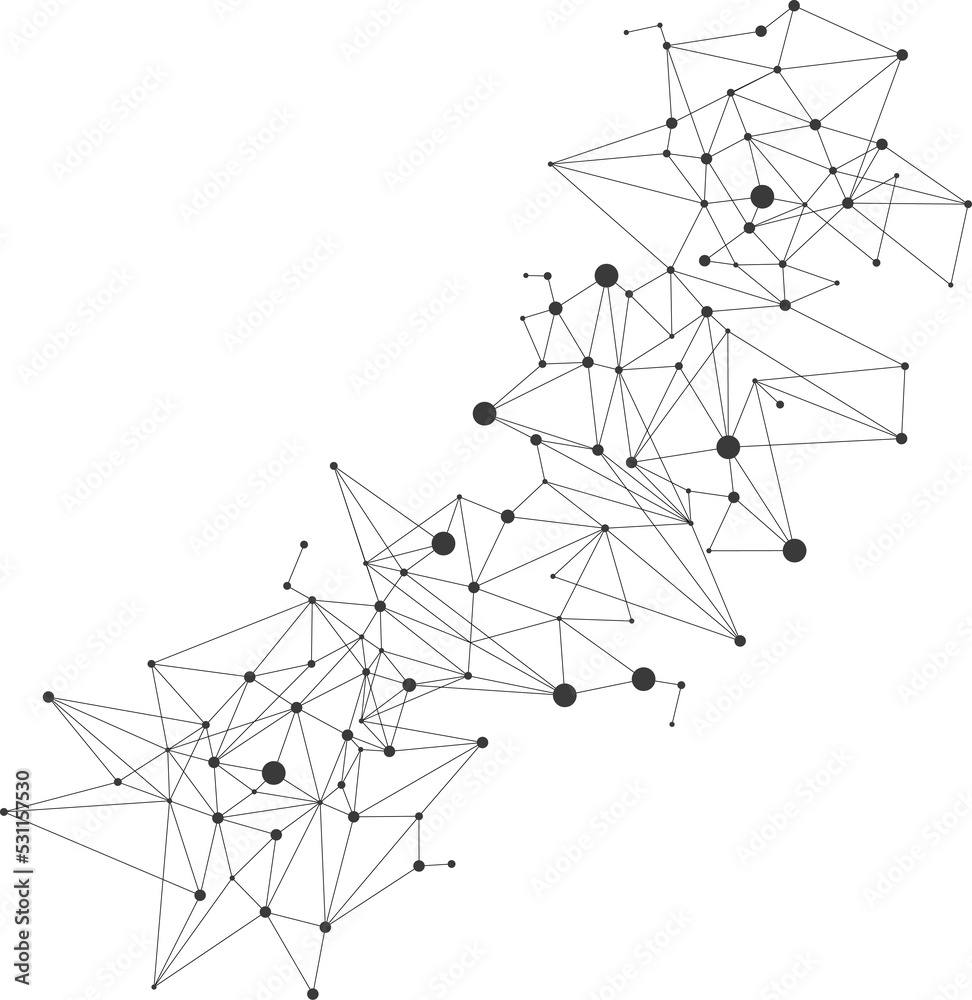 Poster Network Connecting dot polygon background. Concept of Network Business, technology, Data and chemical. Dot connect line abstract background represent futuristic network and data transformation