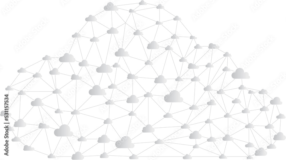 Poster Cloud computing concept polygon dot connected line : Concept of cloud server, Storage and data